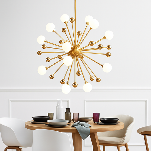 Lustre design LED doré avec plusieurs boule en verre Creative - vue 2 sur 10