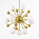 Lustre design LED doré avec plusieurs boule en verre Creative