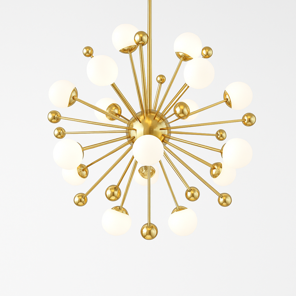 Lustre design LED doré avec plusieurs boule en verre Creative - vue 4 sur 10