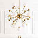 Lustre design LED doré avec plusieurs boule en verre Creative