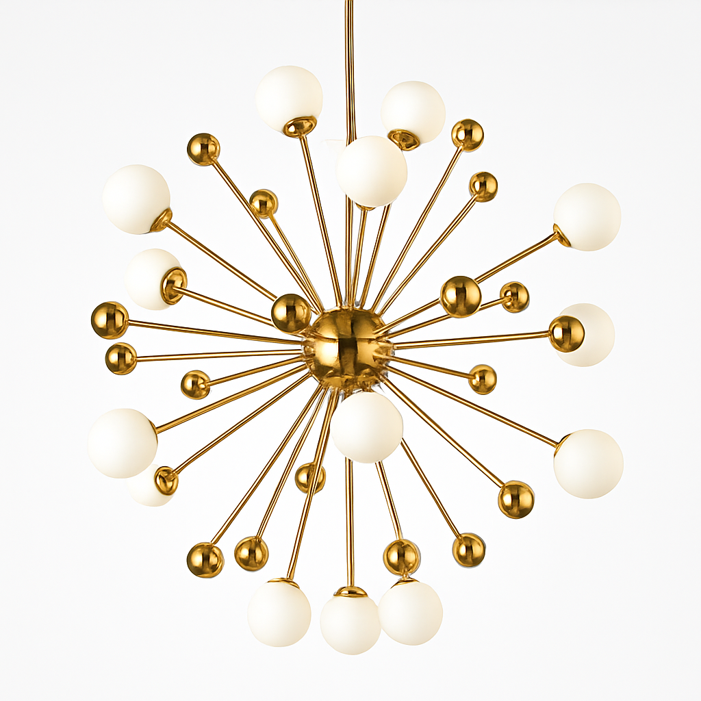Lustre design LED doré avec plusieurs boule en verre Creative - vue 7 sur 10