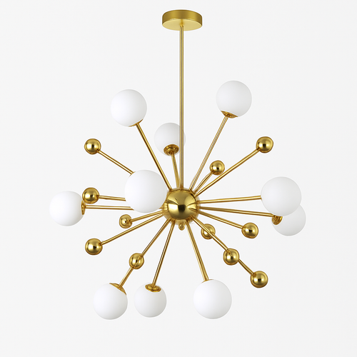 Lustre design LED doré avec plusieurs boule en verre Creative - vue 8 sur 10