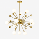 Lustre design LED doré avec plusieurs boule en verre Creative