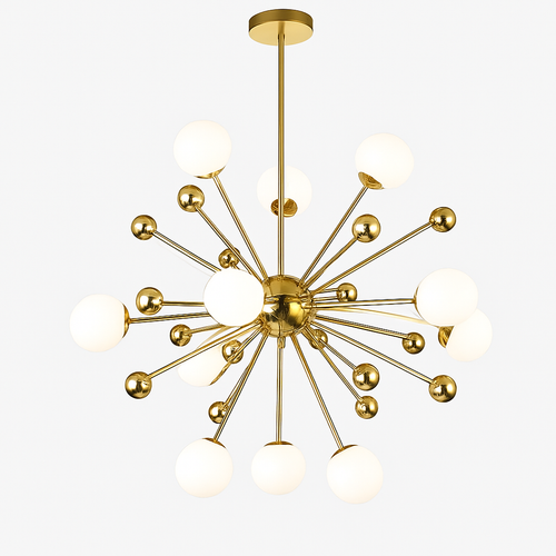 Lustre design LED doré avec plusieurs boule en verre Creative - vue 9 sur 10