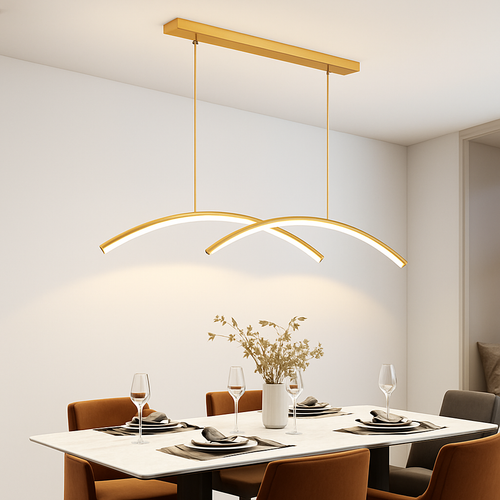 Lustre design LED en forme d'arc métallique Roxanna - vue 3 sur 8