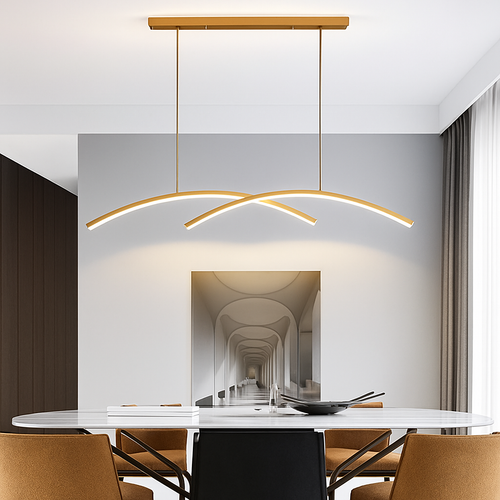 Lustre design LED en forme d'arc métallique Roxanna - vue 4 sur 8