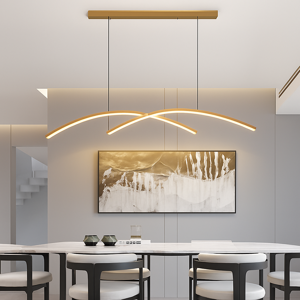 Lustre design LED en forme d'arc métallique Roxanna - vue 6 sur 8