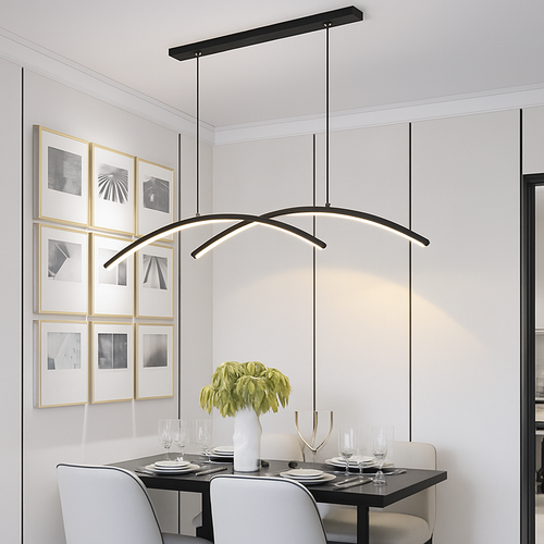 Lustre design LED en forme d'arc métallique Roxanna - vue 7 sur 8