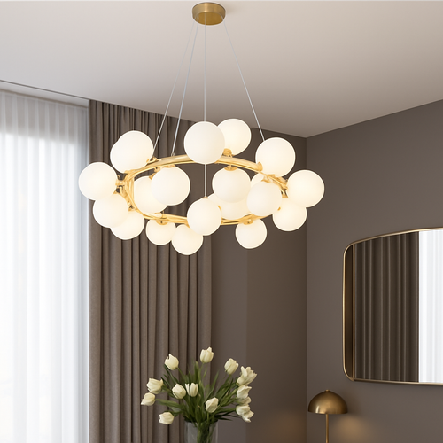 Lustre design à LED en métal avec plusieurs boules en verre Magic - vue 2 sur 5