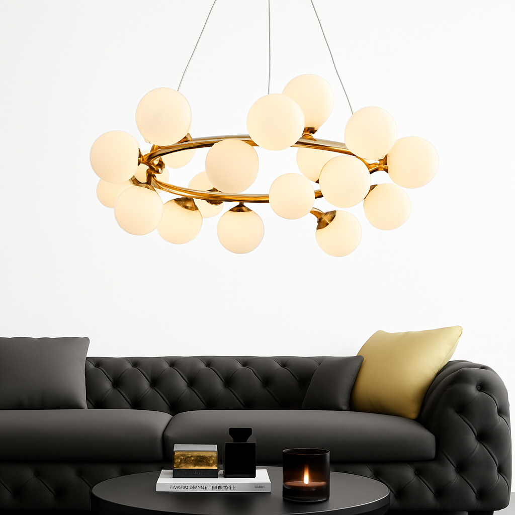 Lustre design à LED en métal avec plusieurs boules en verre Magic - vue 4 sur 5