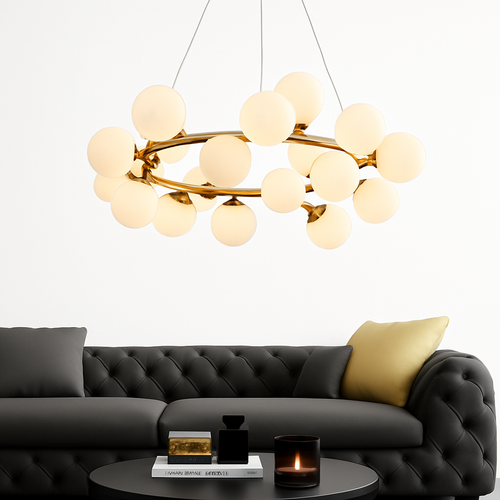 Lustre design à LED en métal avec plusieurs boules en verre Magic - vue 4 sur 5