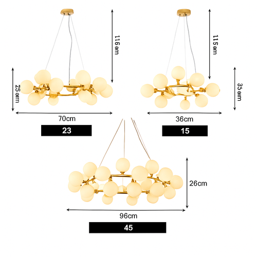 Lustre design à LED en métal avec plusieurs boules en verre Magic - vue 5 sur 5