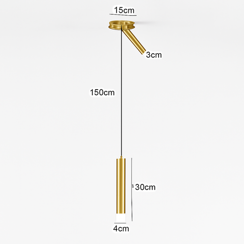 Lustre design LED tube lumineux doré ou noir Amias - vue 13 sur 12