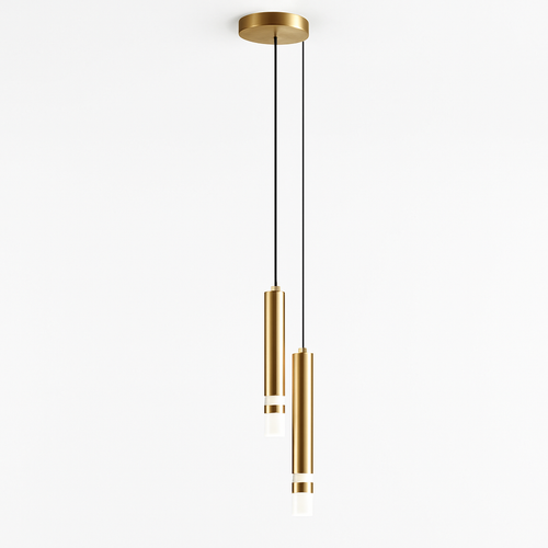 Lustre design LED tube lumineux doré ou noir Amias - vue 11 sur 12
