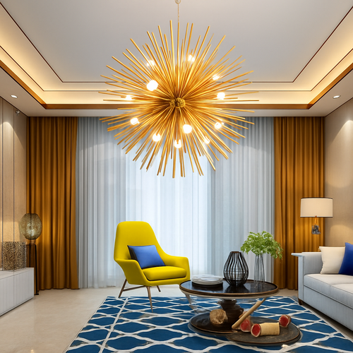 Lustre design moderne en aluminium doré Prosperity - vue 2 sur 2