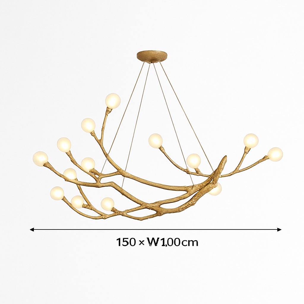 Lustre design moderne en forme de branches d'arbres avec plusieurs lampes LED - vue 11 sur 11