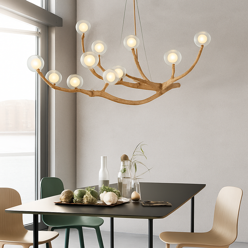 Lustre design moderne en forme de branches d'arbres avec plusieurs lampes LED - vue 4 sur 11