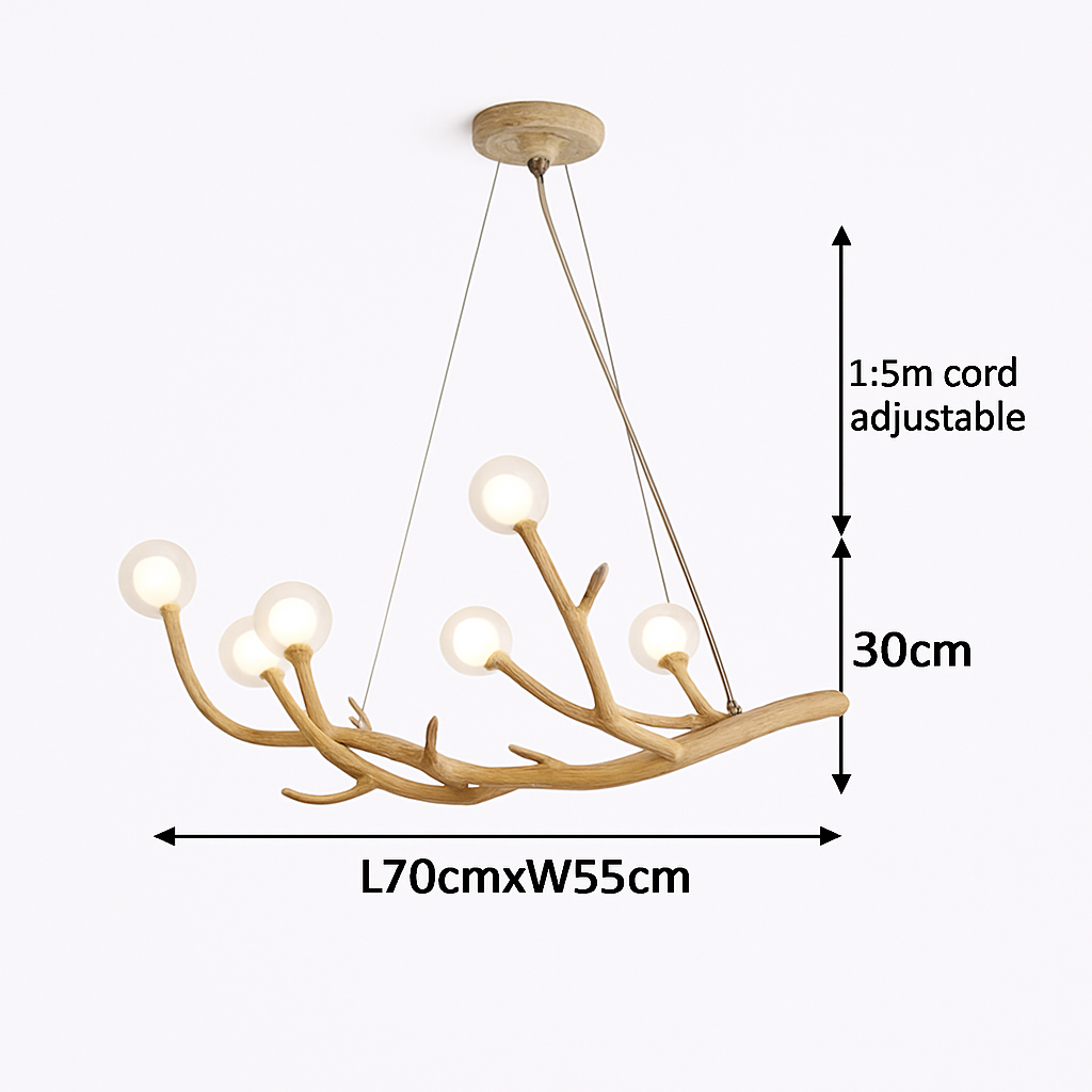 Lustre design moderne en forme de branches d'arbres avec plusieurs lampes LED - vue 5 sur 11