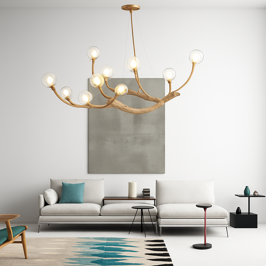 Lustre design moderne en forme de branches d'arbres avec plusieurs lampes LED - vue 8 sur 11