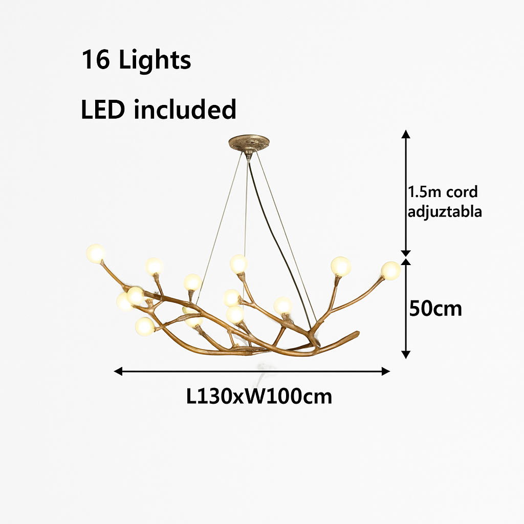 Lustre design moderne en forme de branches d'arbres avec plusieurs lampes LED - vue 9 sur 11