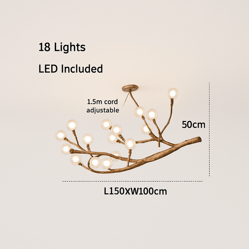 Lustre design moderne en forme de branches d'arbres avec plusieurs lampes LED - vue 11 sur 11