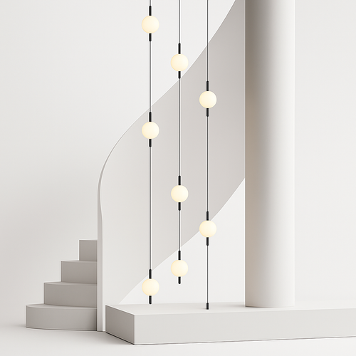 lustre design moderne villa nordique double escalier suspension - vue 2 sur 14