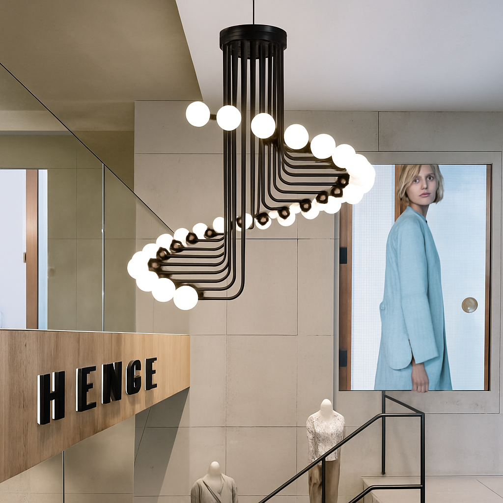 Lustre design noir avec plusieurs branches en forme d'escalier - vue 3 sur 5