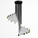 Lustre design noir avec plusieurs branches en forme d'escalier