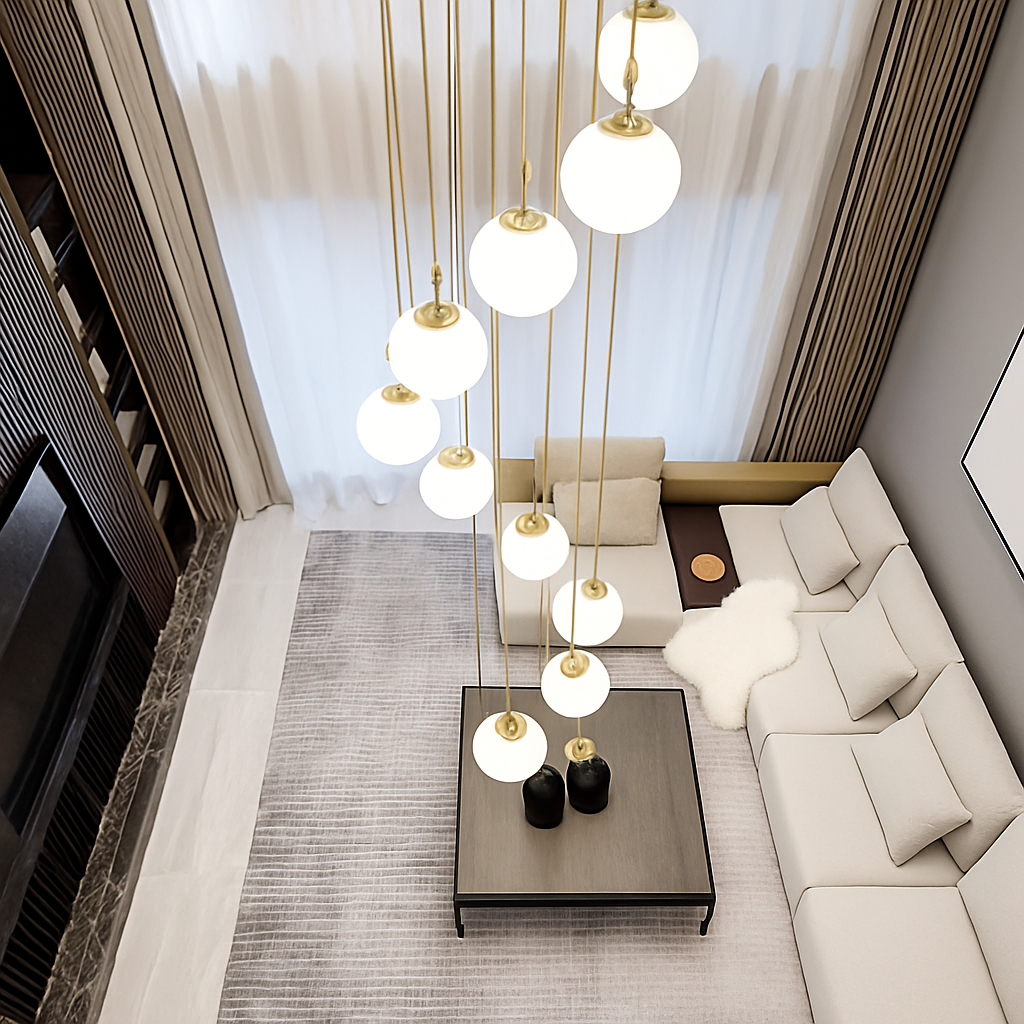 lustre duplex moderne pour éclairage de luxe intérieur - vue 4 sur 20