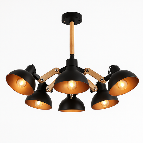 Lustre en bois et métal antique rustique Country - vue 7 sur 6