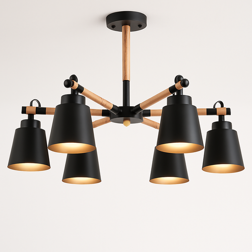 Lustre en bois et métal rustique Personality - vue 2 sur 2
