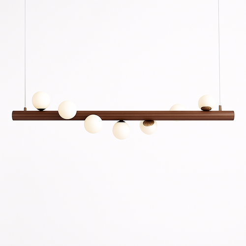 Lustre en bois LED avec plusieurs sphères au style scandinave - vue 7 sur 8