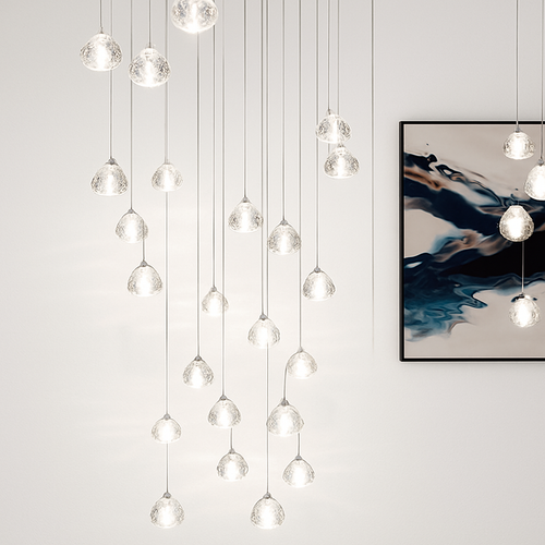 lustre en cristal design luxueux pour escalier colimaçon moderne - vue 2 sur 16