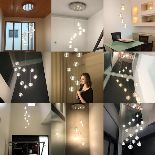 lustre en cristal design luxueux pour escalier colimaçon moderne - vue 7 sur 16