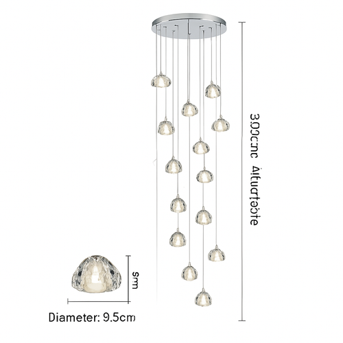 lustre en cristal design luxueux pour escalier colimaçon moderne - vue 10 sur 16