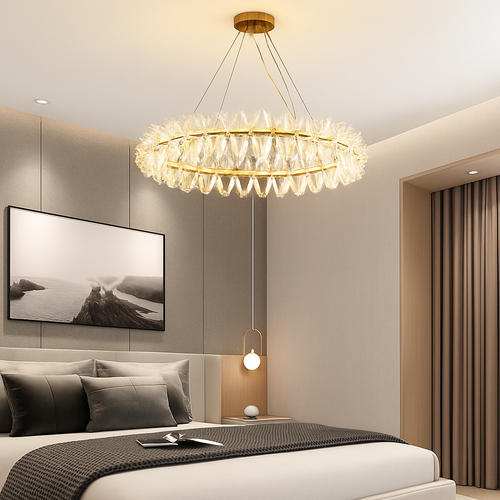 lustre en cristal design pour éclairage intérieur élégant - vue 5 sur 16