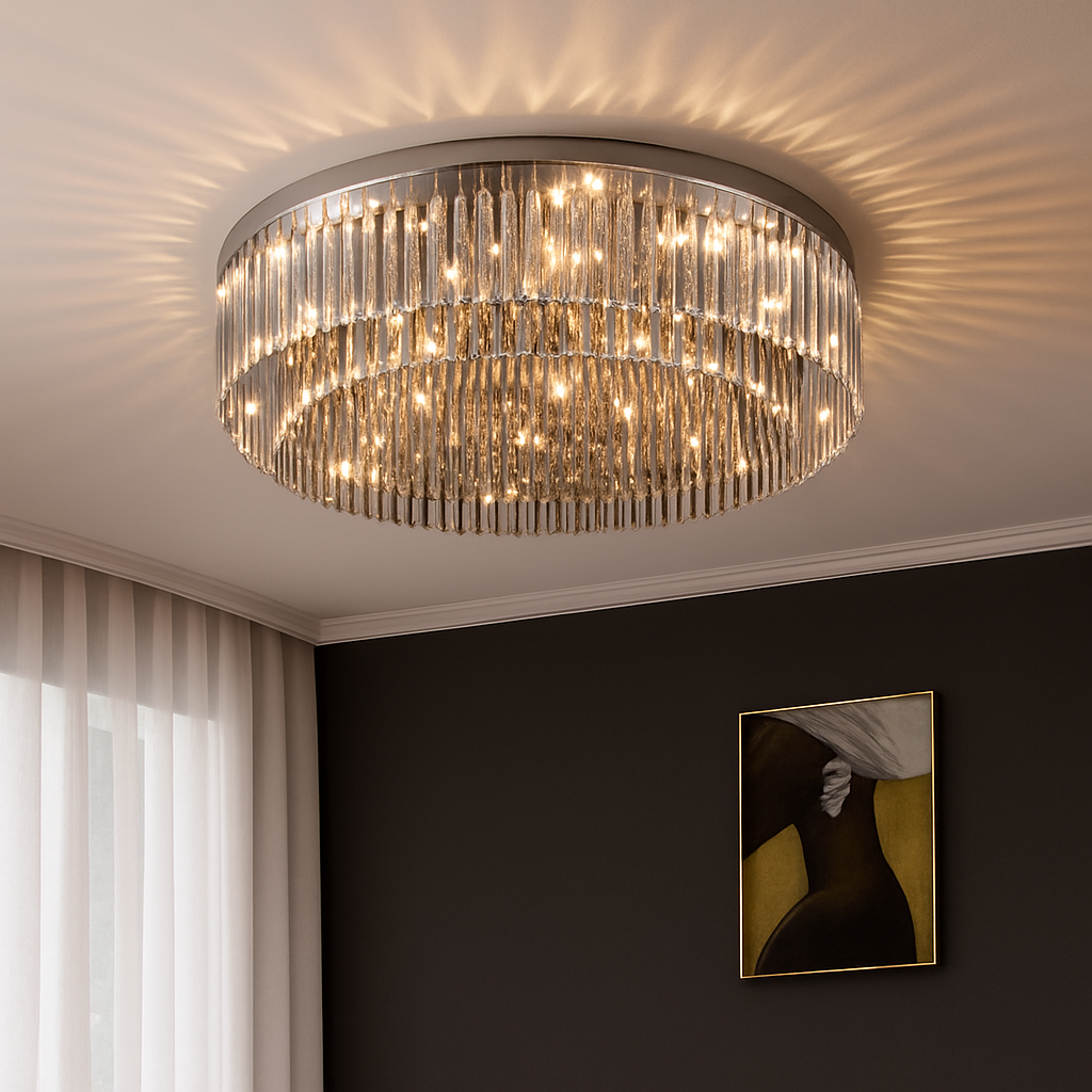 lustre en cristal led de luxe pour décoration intérieure - vue 3 sur 9