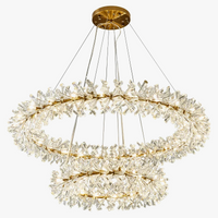 lustre en cristal moderne avec anneaux suspendus led de luxe