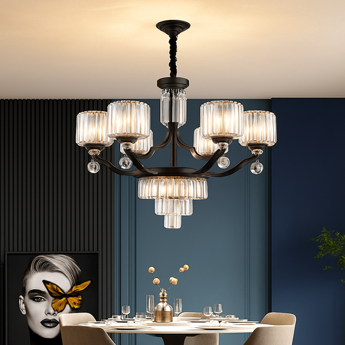 lustre en cristal moderne pour éclairage intérieur élégant - vue 5 sur 10