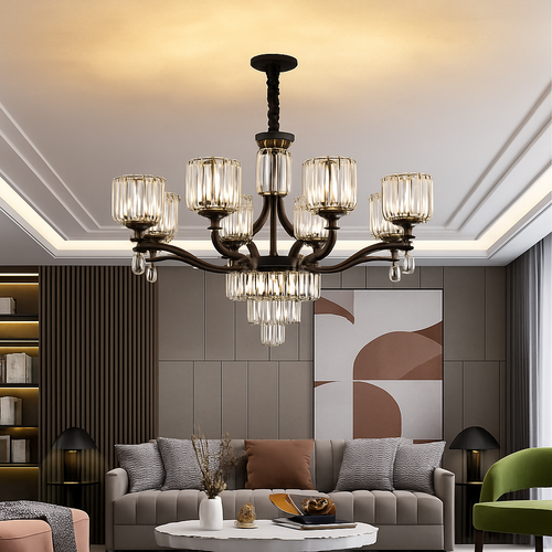 lustre en cristal moderne pour éclairage intérieur élégant - vue 6 sur 10