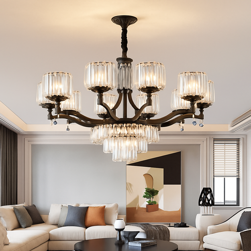 lustre en cristal moderne pour éclairage intérieur élégant - vue 7 sur 10