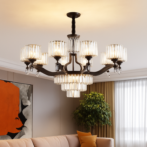 lustre en cristal moderne pour éclairage intérieur élégant - vue 8 sur 10