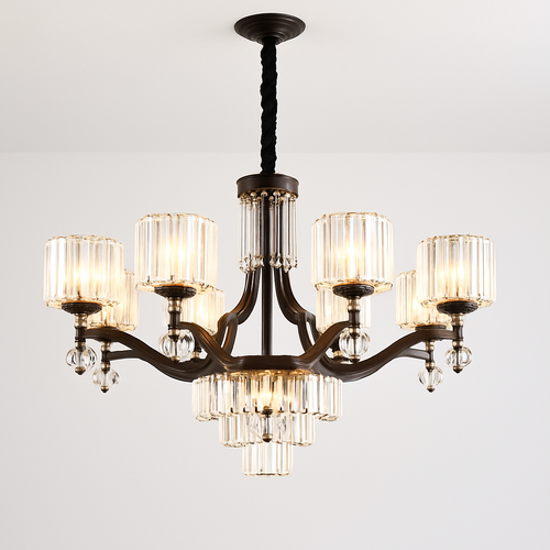 lustre en cristal moderne pour éclairage intérieur élégant - vue 9 sur 10