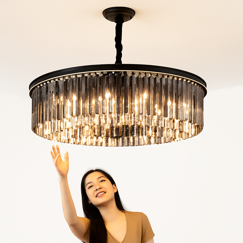 lustre en cristal moderne pour décoration contemporaine de luxe - vue 4 sur 10
