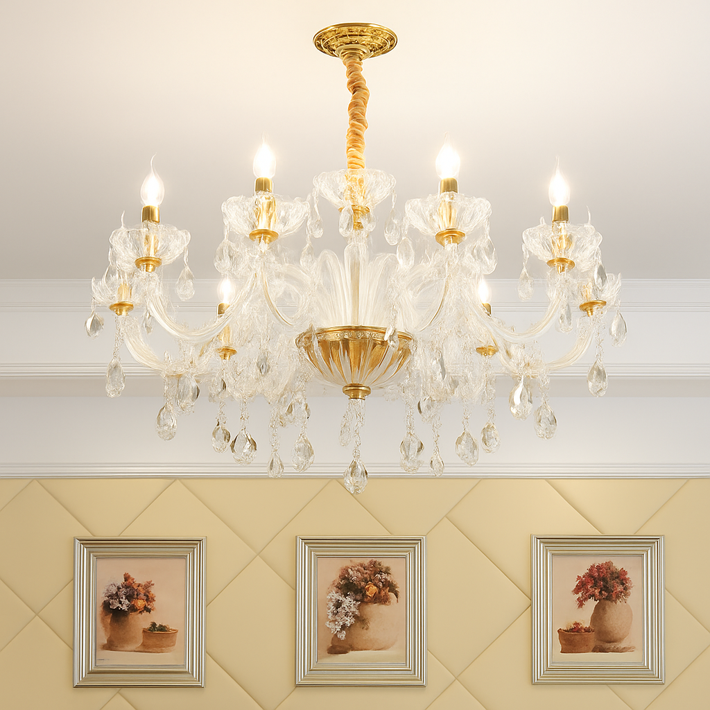 lustre en cristal transparent européen pour un éclairage luxueux - vue 3 sur 13