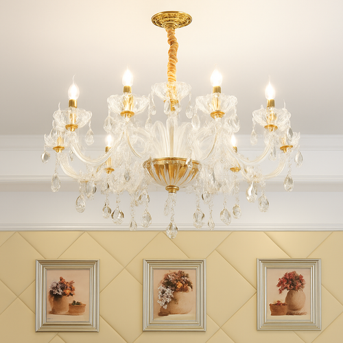lustre en cristal transparent européen pour un éclairage luxueux - vue 4 sur 13