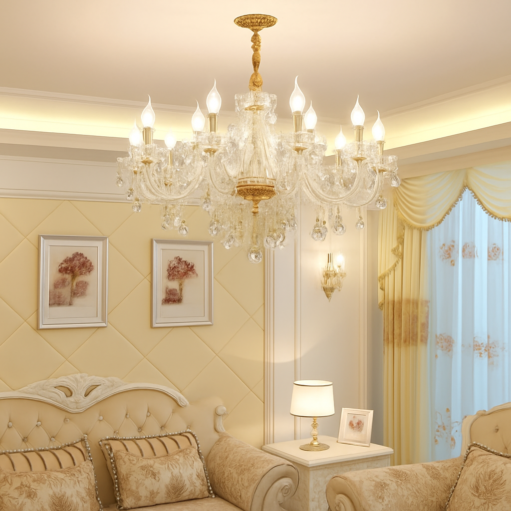 lustre en cristal transparent européen pour un éclairage luxueux - vue 6 sur 13