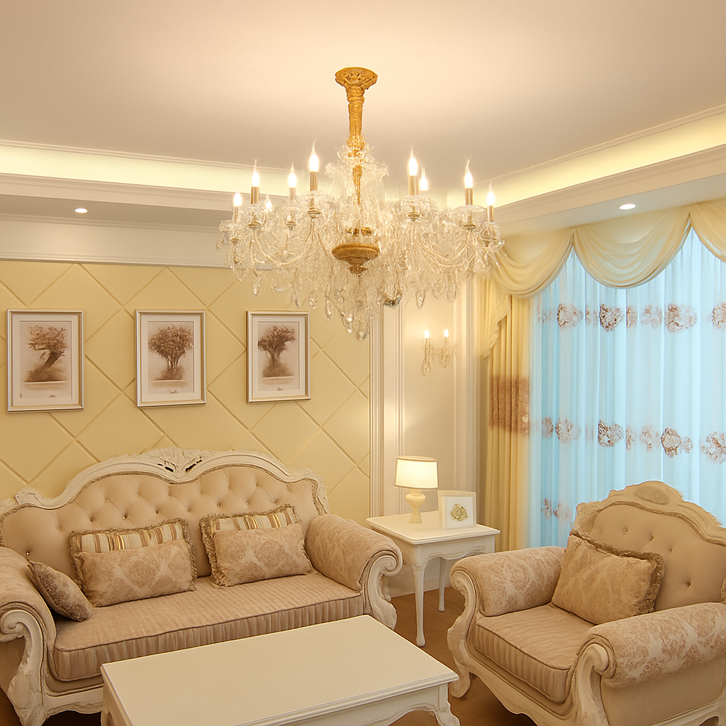 lustre en cristal transparent européen pour un éclairage luxueux - vue 7 sur 13