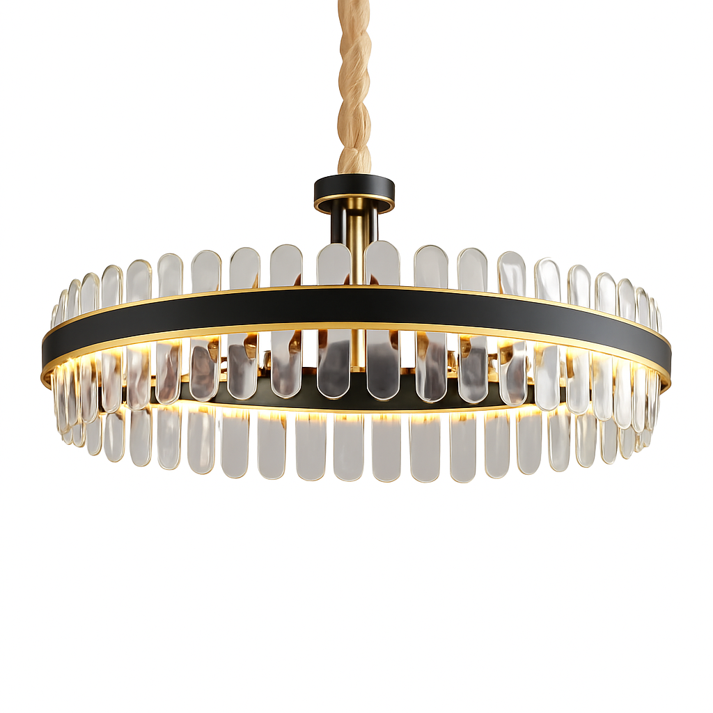 lustre en cuir led cristal luxueux rond suspendu moderne