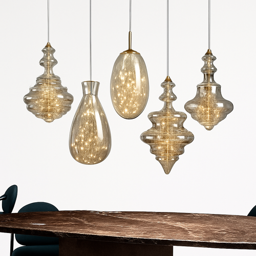 lustre en cuivre moderne avec cristal et éclairage led - vue 3 sur 15